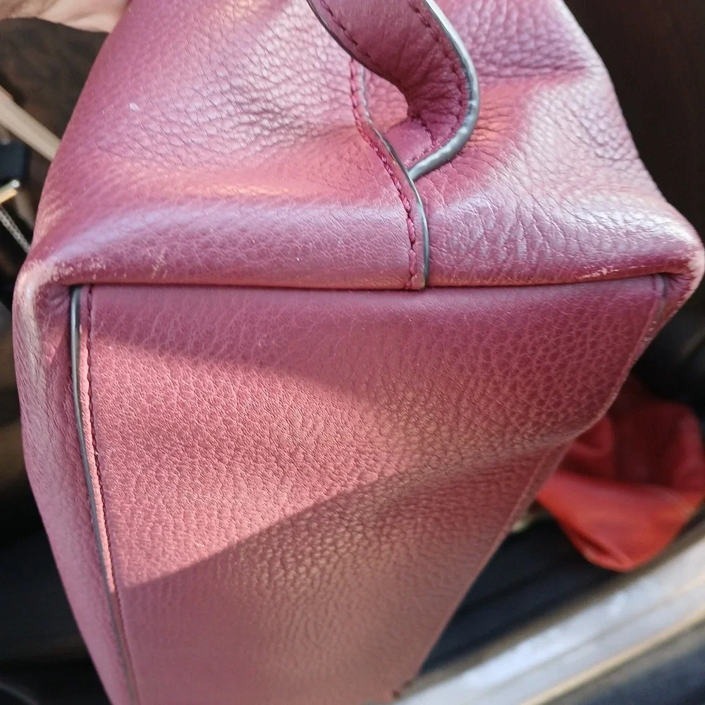 Tory Burch Chelsea Backpack Purse Burgundy Pebbled Leather Gold Hardware
